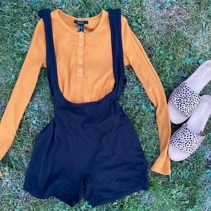 Black overall shorts